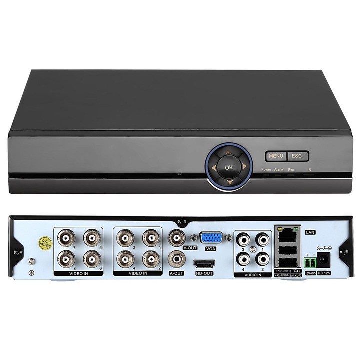 A81U-ZS 5 in 1 8 Channel Dual Stream H.264 1080N AHD DVR, Support AHD / TVI / CVI / CVBS / IP Signal(Black)