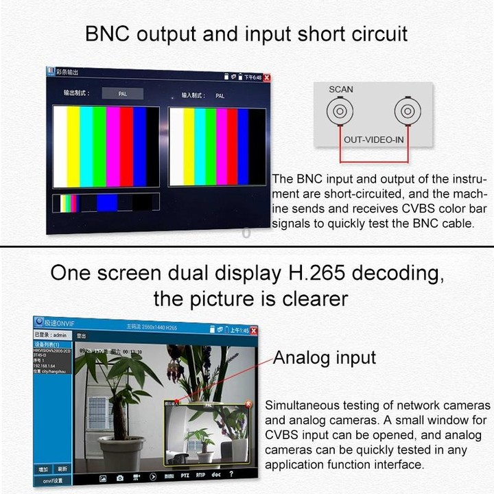 IPC9800Plus+ 4K H.265 Network Coaxial Engineering Video Surveillance Tester with 7 inch IPS Display, EU Plug