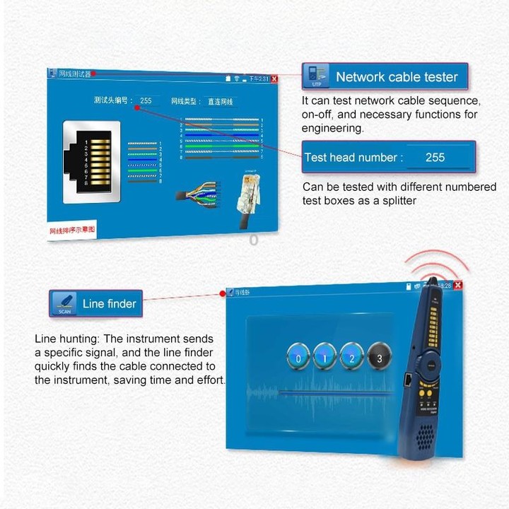 IPC9800Plus+ 4K H.265 Network Coaxial Engineering Video Surveillance Tester with 7 inch IPS Display, EU Plug