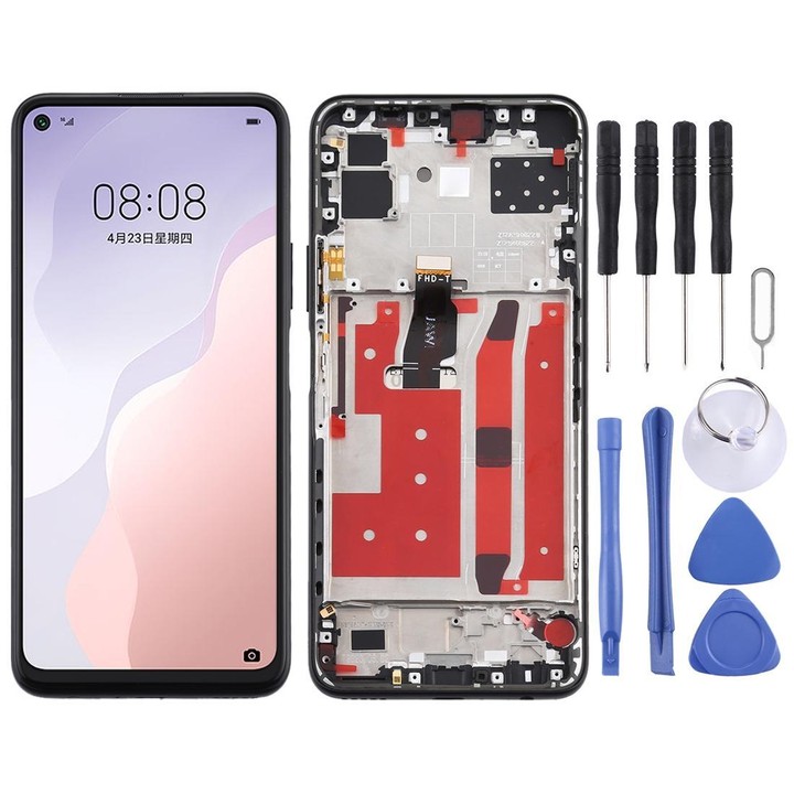 OEM LCD Screen for Huawei Nova 7 SE Digitizer Full Assembly with Frame(Black)