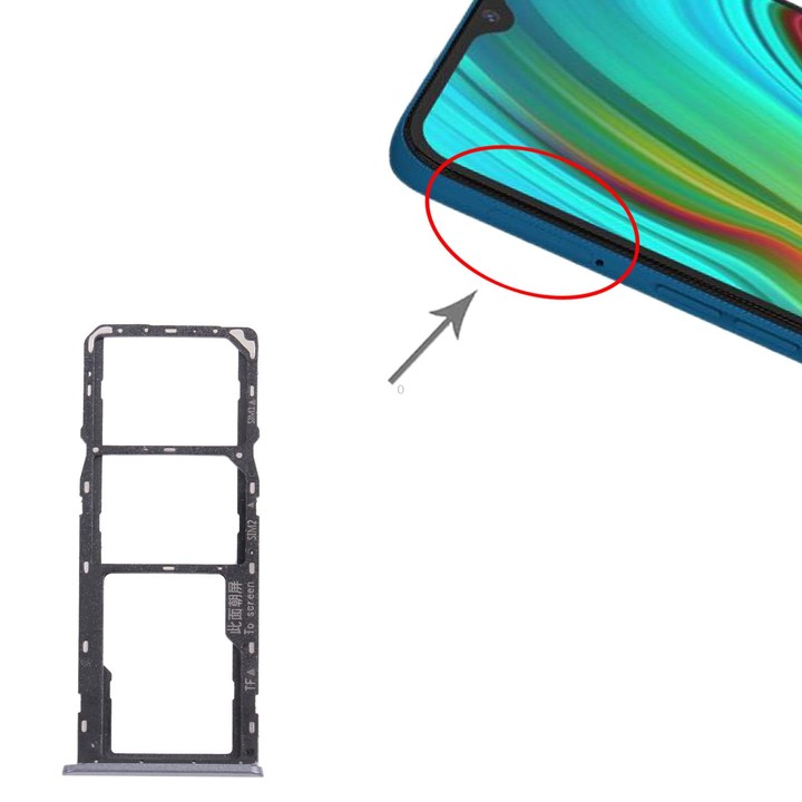 For OPPO Realme C3 RMX2027, RMX2020, RMX2021 SIM Card Tray + SIM Card Tray + Micro SD Card Tray (Grey)