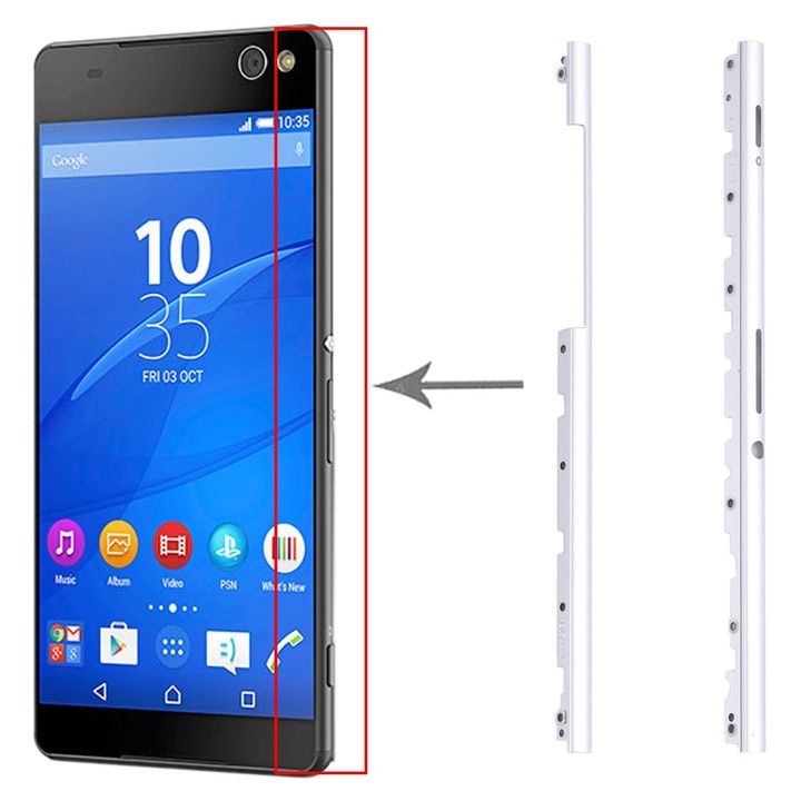 1 Pair Side Part Sidebar For Sony Xperia C5 Ultra (Silver)