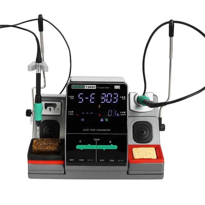 SUGON T3602 110V 240W Dual Station Nano Electric Soldering Station with Double Handle, US Plug