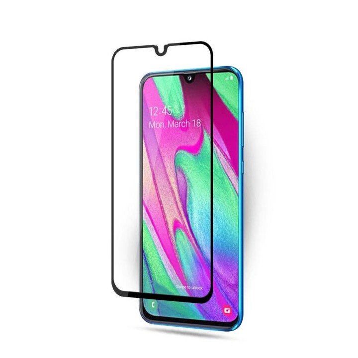 mocolo 0.33mm 9H 2.5D Full Glue Silk Print Tempered Glass Film for Galaxy A40, Support Fingerprint Unlock(Black)