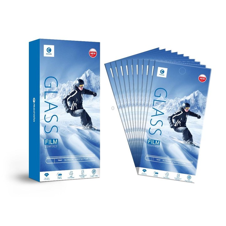 10 PCS mocolo 0.33mm 9H 2.5D Full Glue Silk Print Tempered Glass Film for Galaxy A70, Support Fingerprint Unlock(Black)
