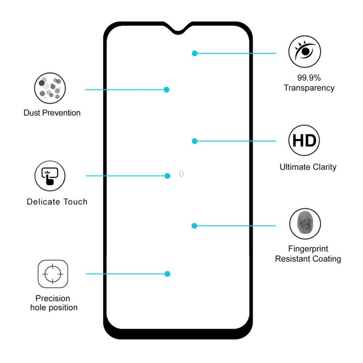 2 PCS ENKAY Hat-prince Full Glue 0.26mm 9H 2.5D Tempered Glass Film for Galaxy A20