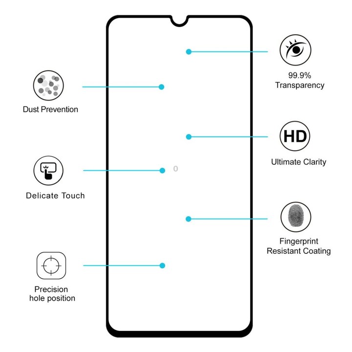 2 PCS ENKAY Hat-prince Full Glue 0.26mm 9H 2.5D Tempered Glass Film for Galaxy A70