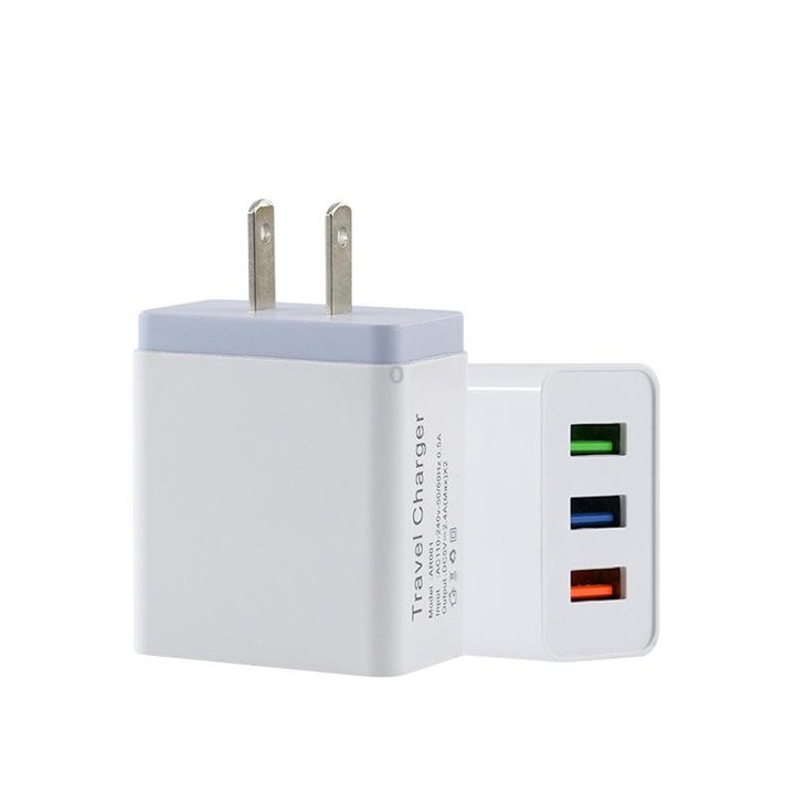 2A 3USB Mobile Phone Travel Charger US PLug(gray)