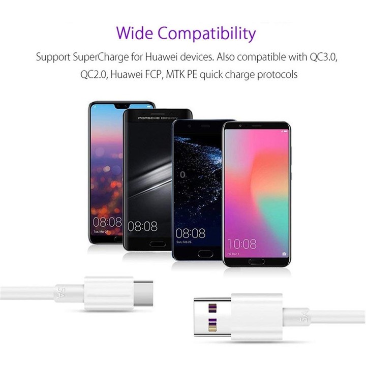 5A USB to USB-C / Type-C Flash Charging Data Cable, Cable Length: 1.5m