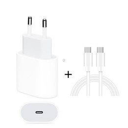 2 in 1 Single USB-C / Type-C Port Travel Charger + 3A PD 3.0 USB-C / Type-C to USB-C / Type-C Fast Charge Data Cable Set, Cable