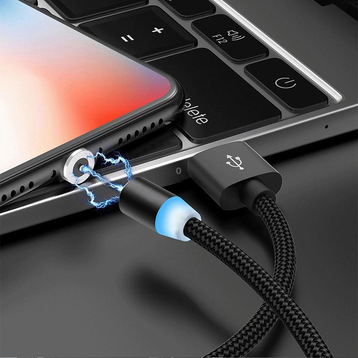 2 in 1 USB to Micro USB + USB-C / Type-C Magnetic Metal Connector Nylon Two-color Braided Magnetic Charging Cable, Cable Length: