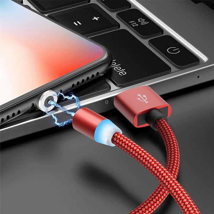 2 in 1 USB to Micro USB + USB-C / Type-C Magnetic Metal Connector Nylon Two-color Braided Magnetic Charging Cable, Cable Length: