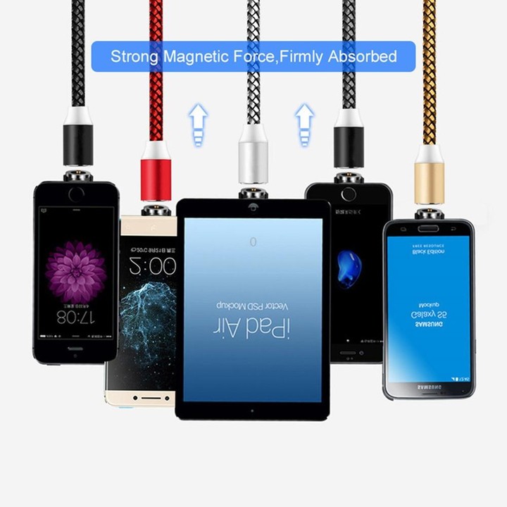 2 in 1 USB to Micro USB + USB-C / Type-C Magnetic Metal Connector Nylon Two-color Braided Magnetic Charging Cable, Cable Length: