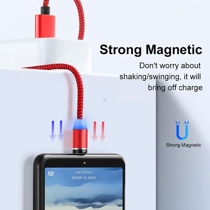 2 in 1 USB to Micro USB + USB-C / Type-C Magnetic Metal Connector Nylon Two-color Braided Magnetic Charging Cable, Cable Length: