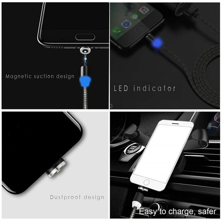 2 in 1 USB to Micro USB + USB-C / Type-C Magnetic Metal Connector Nylon Two-color Braided Magnetic Charging Cable, Cable Length: