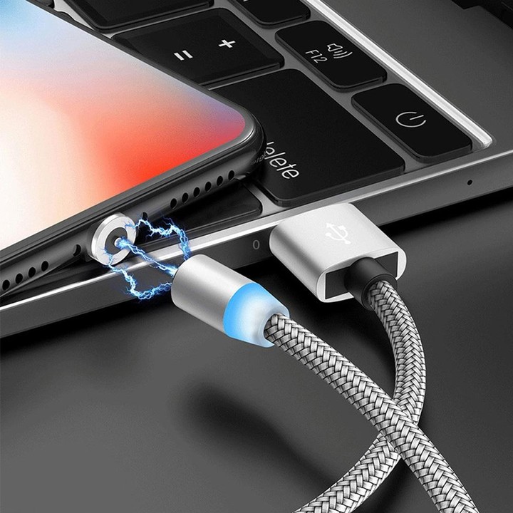 2 in 1 USB to Micro USB + USB-C / Type-C Magnetic Metal Connector Nylon Two-color Braided Magnetic Charging Cable, Cable Length: