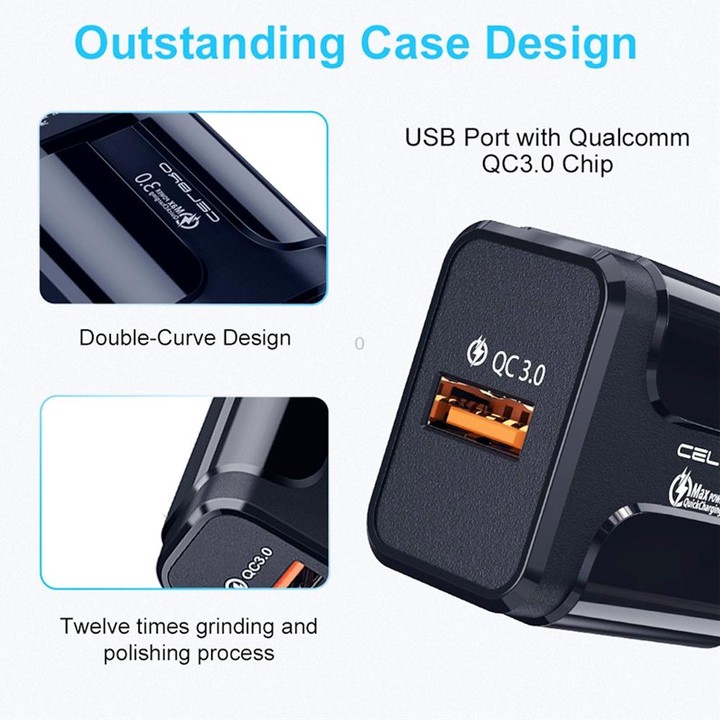 Portable QC3.0 18W USB Port Universal Quick Charging Charger, US Plug(White)