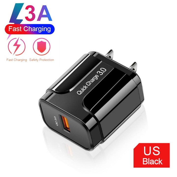Portable QC3.0 18W USB Port Universal Quick Charging Charger, US Plug(White)