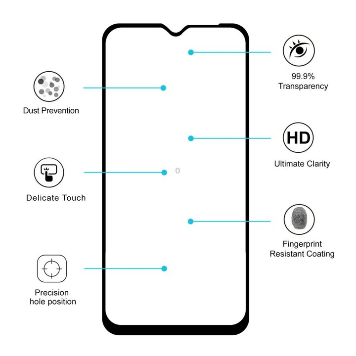 ENKAY Hat-prince Full Glue 0.26mm 9H 2.5D Tempered Glass Film for Galaxy A20e