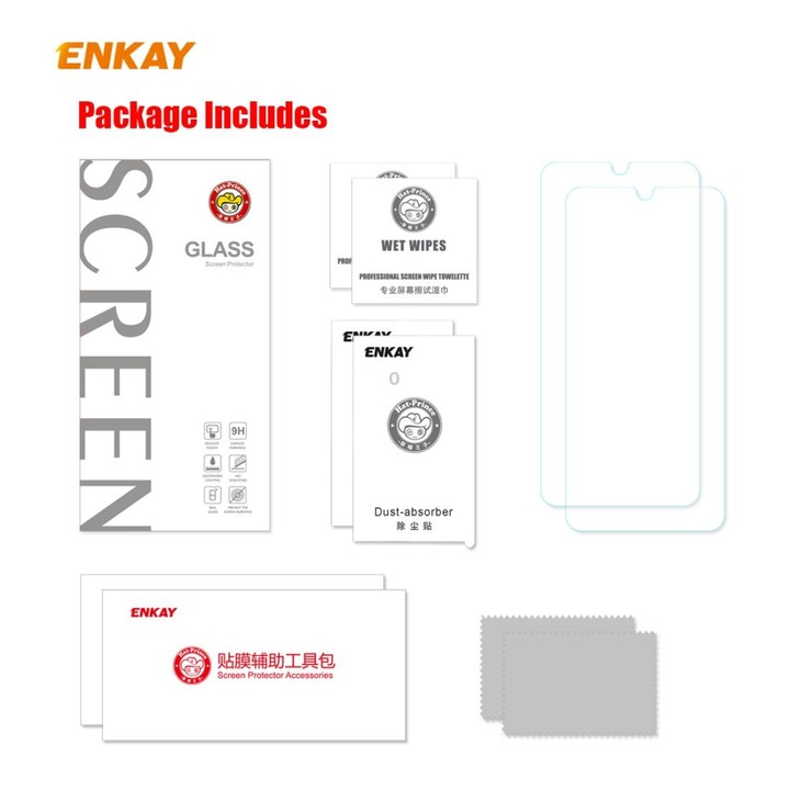 For Samsung Galaxy A01 2 PCS ENKAY Hat-Prince 0.26mm 9H 2.5D Curved Edge Tempered Glass Film