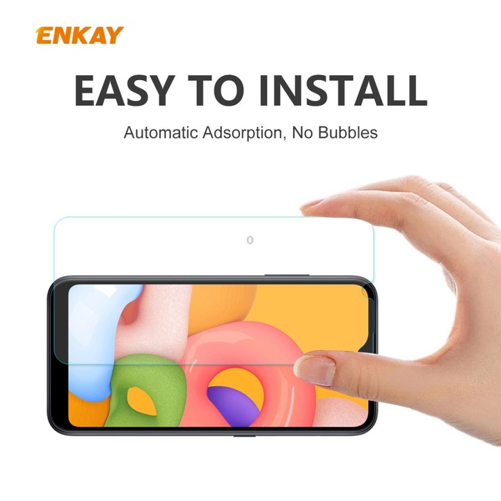 For Samsung Galaxy A01 2 PCS ENKAY Hat-Prince 0.26mm 9H 2.5D Curved Edge Tempered Glass Film