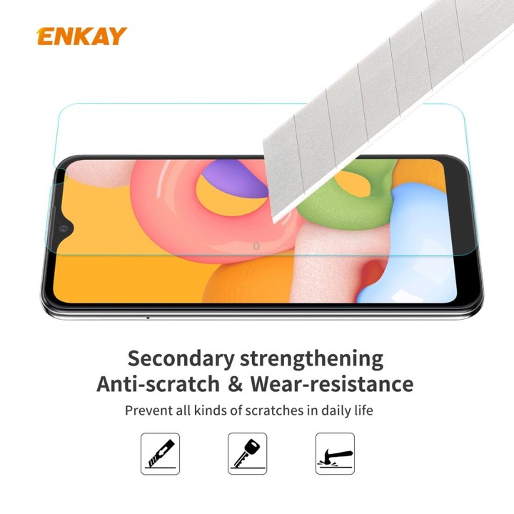 For Samsung Galaxy A01 2 PCS ENKAY Hat-Prince 0.26mm 9H 2.5D Curved Edge Tempered Glass Film