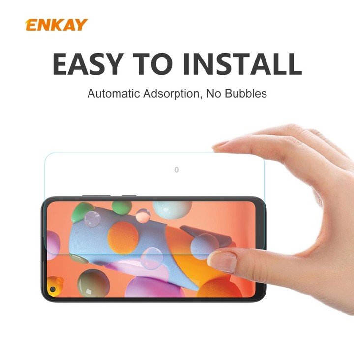 For Samsung Galaxy A21 2 PCS ENKAY Hat-Prince 0.26mm 9H 2.5D Curved Edge Tempered Glass Film