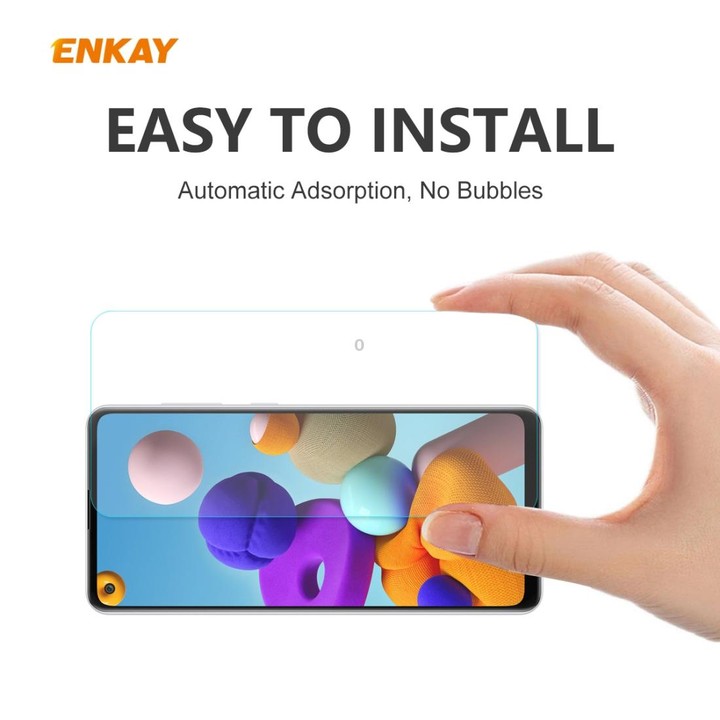For Samsung Galaxy A21s 2pcs ENKAY Hat-Prince 0.26mm 9H 2.5D Curved Edge Tempered Glass Film