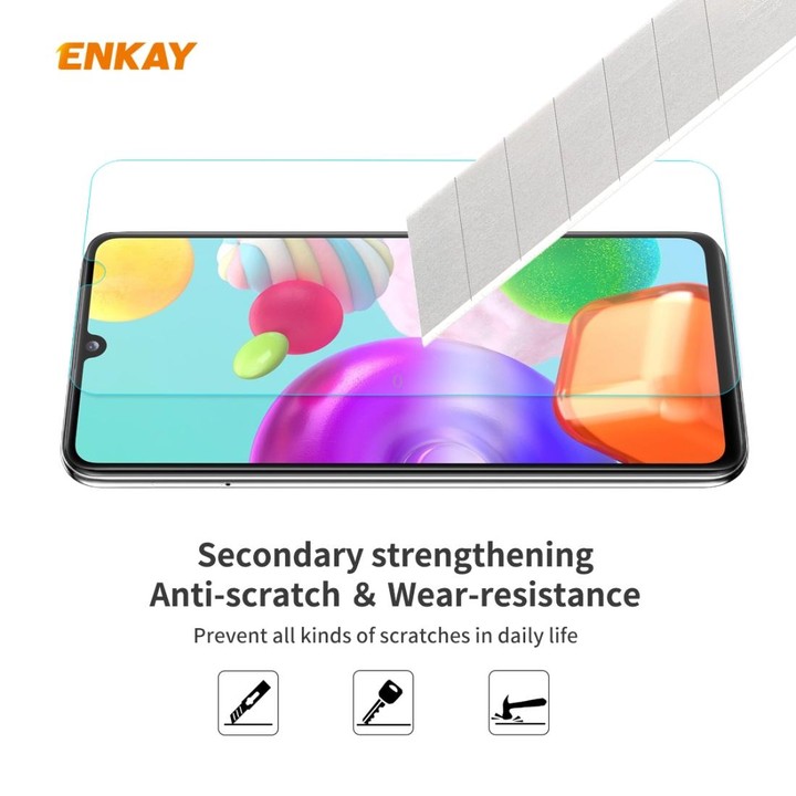 For Samsung Galaxy A41 2 PCS ENKAY Hat-Prince 0.26mm 9H 2.5D Curved Edge Tempered Glass Film