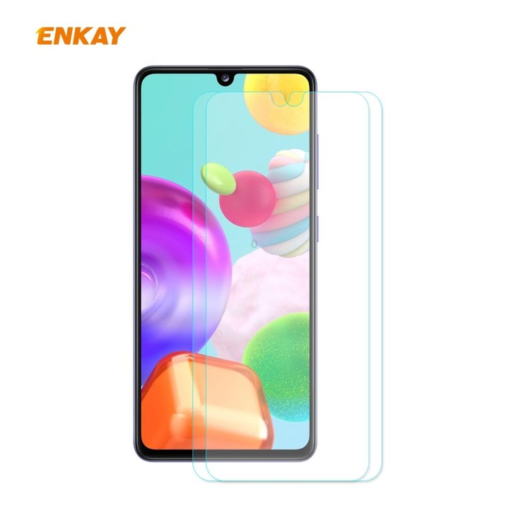 For Samsung Galaxy A41 2 PCS ENKAY Hat-Prince 0.26mm 9H 2.5D Curved Edge Tempered Glass Film