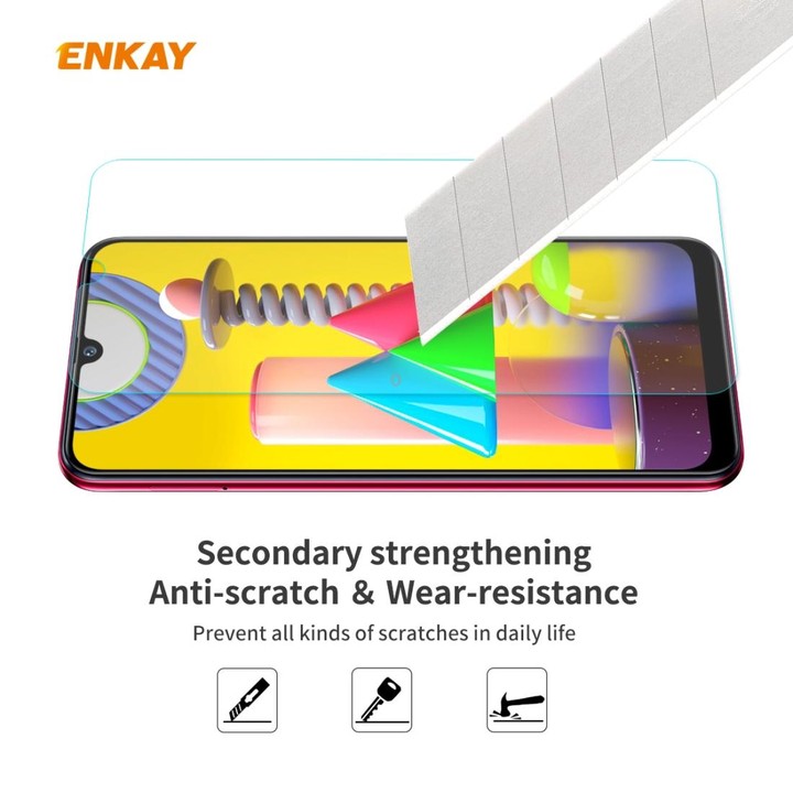 For Samsung Galaxy M31 / Galaxy M21 2 PCS ENKAY Hat-Prince 0.26mm 9H 2.5D Curved Edge Tempered Glass Film
