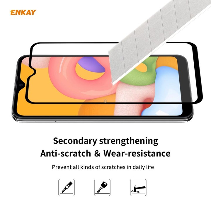For Samsung Galaxy A01 5 PCS ENKAY Hat-Prince Full Glue 0.26mm 9H 2.5D Tempered Glass Full Coverage Film
