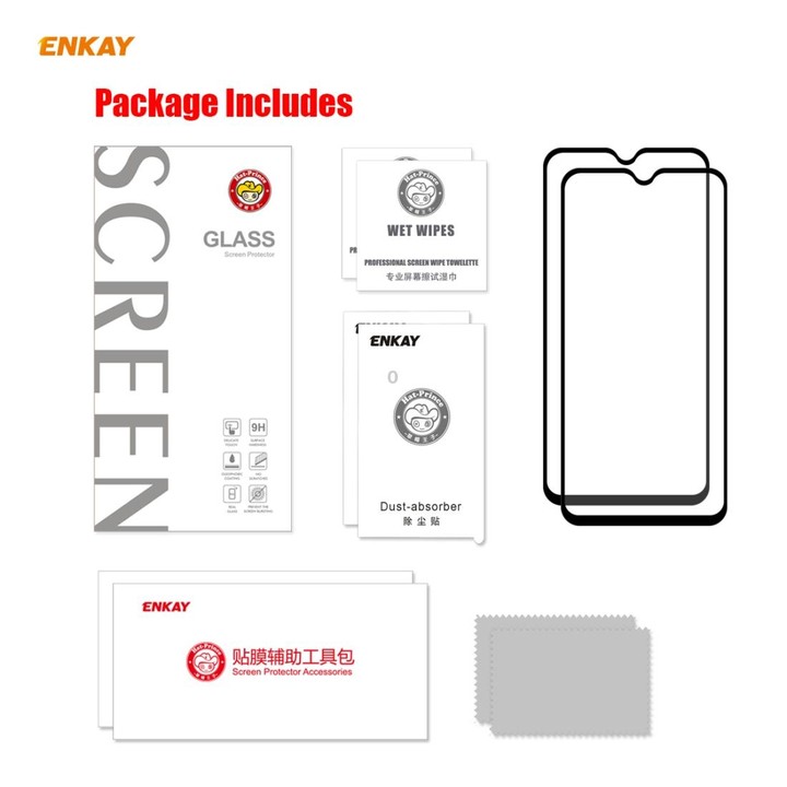 For Samsung Galaxy A01 2 PCS ENKAY Hat-Prince Full Glue 0.26mm 9H 2.5D Tempered Glass Full Coverage Film