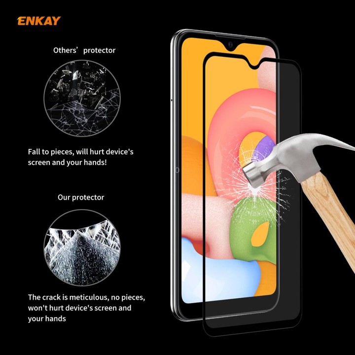 For Samsung Galaxy A01 2 PCS ENKAY Hat-Prince Full Glue 0.26mm 9H 2.5D Tempered Glass Full Coverage Film