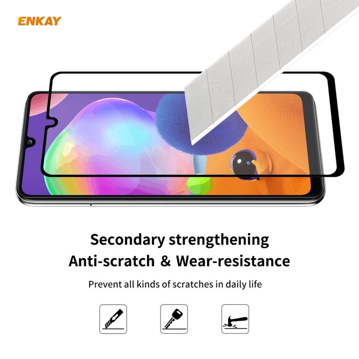 For Samsung Galaxy A31 ENKAY Hat-Prince Full Glue 0.26mm 9H 2.5D Tempered Glass Full Coverage Film