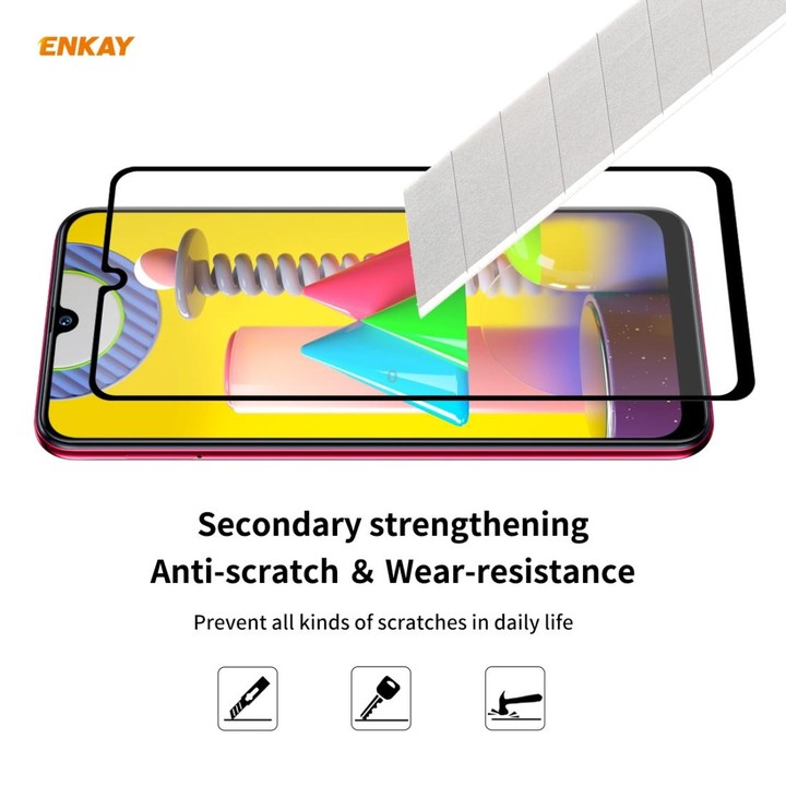 For Samsung Galaxy M31 / M21 ENKAY Hat-Prince Full Glue 0.26mm 9H 2.5D Tempered Glass Full Coverage Film