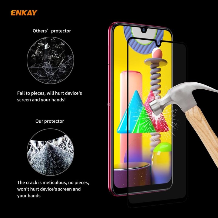 For Samsung Galaxy M31 / M21 ENKAY Hat-Prince Full Glue 0.26mm 9H 2.5D Tempered Glass Full Coverage Film