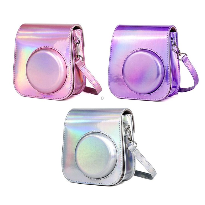 Richwell Portable Aurora PU Leather Camera Case Camera Bag with Shoulder Strap, Suitable for Fujifilm Instax Mini 11(Rose Pink)