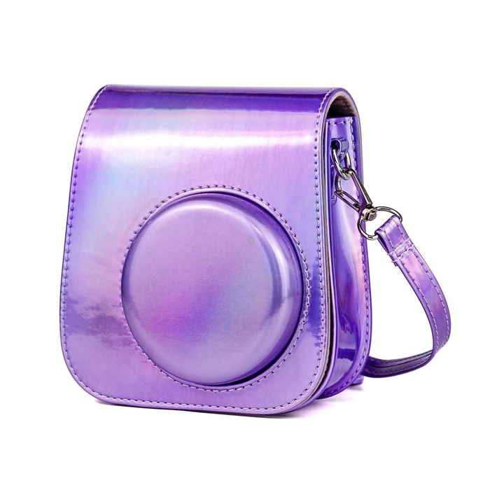Richwell Portable Aurora PU Leather Camera Case Camera Bag with Shoulder Strap, Suitable for Fujifilm Instax Mini 11(Purple)