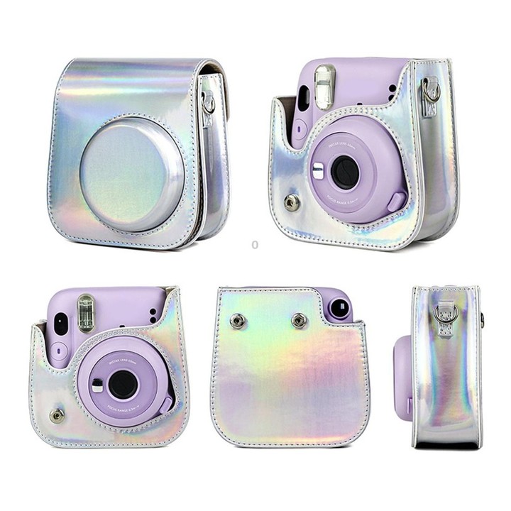 Richwell Portable Aurora PU Leather Camera Case Camera Bag with Shoulder Strap, Suitable for Fujifilm Instax Mini 11(Purple)