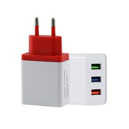 2A 3 USB PortsTravel Charger, EU Plug(Red)