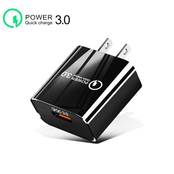 Mini QC3.0 USB 18W Mobile Phone Tablet Universal Fast Charger, US Plug(Black)
