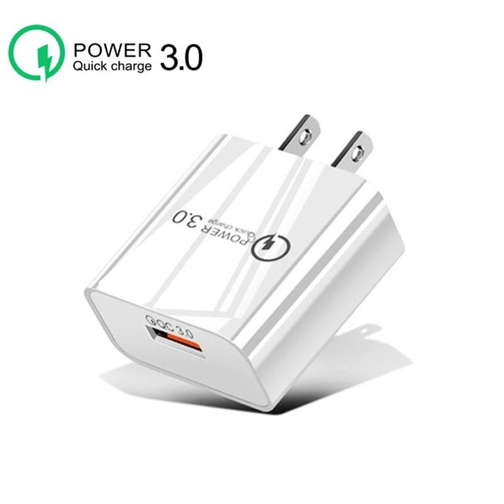 Mini QC3.0 USB 18W Mobile Phone Tablet Universal Fast Charger, US Plug(White)