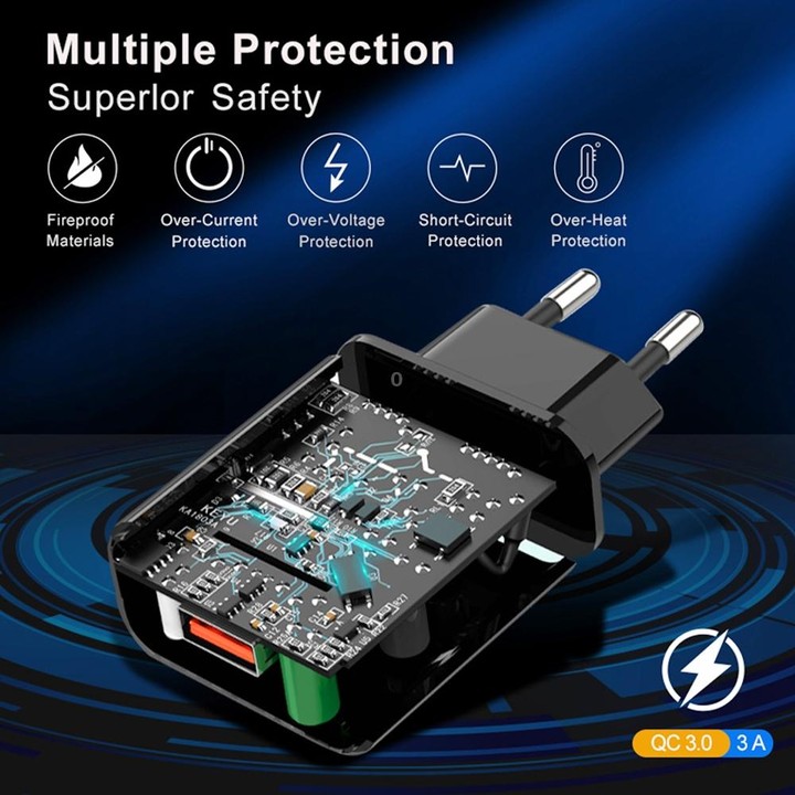 Mini QC3.0 USB 18W Mobile Phone Tablet Universal Fast Charger, EU Plug(Black)