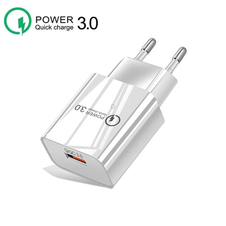 Mini QC3.0 USB 18W Mobile Phone Tablet Universal Fast Charger, EU Plug(White)