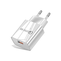 Mini QC3.0 USB 18W Mobile Phone Tablet Universal Fast Charger, EU Plug(White)