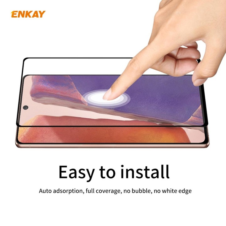 For Samsung Galaxy Note20 ENKAY Full Glue 0.2mm 9H 2.5D Tempered Glass Full Film, Support Fingerprint Unlock