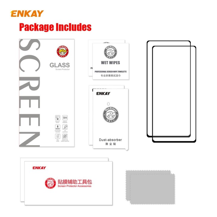 For Samsung Galaxy Note20 2pcs ENKAY Full Glue 0.2mm 9H 2.5D Tempered Glass Full Film, Support Fingerprint Unlock