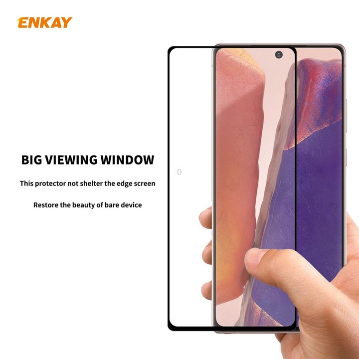 For Samsung Galaxy Note20 10pcs ENKAY Full Glue 0.2mm 9H 2.5D Tempered Glass Full Film, Support Fingerprint Unlock