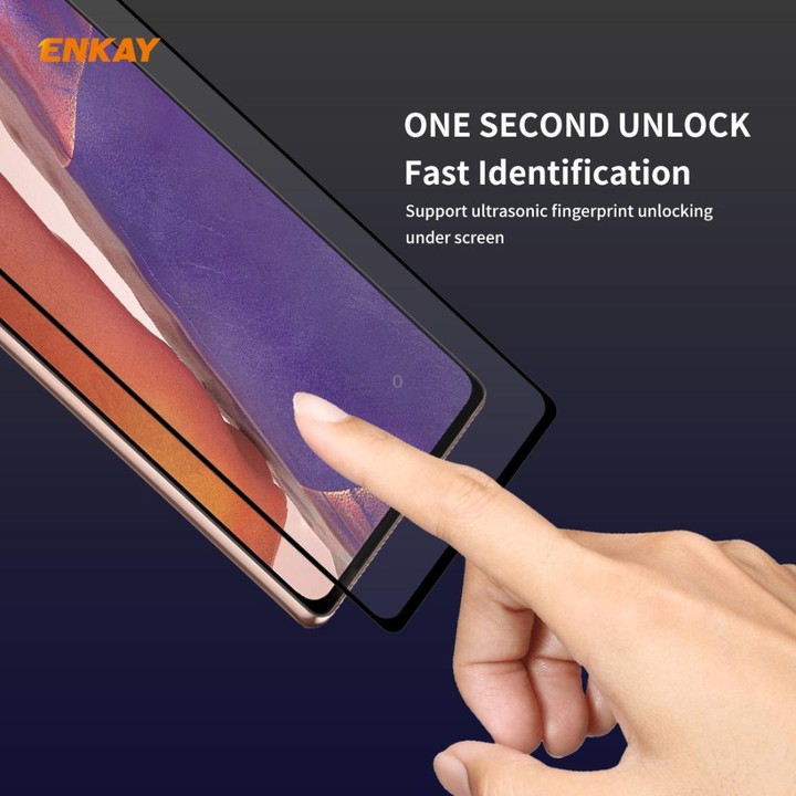 For Samsung Galaxy Note20 10pcs ENKAY Full Glue 0.2mm 9H 2.5D Tempered Glass Full Film, Support Fingerprint Unlock